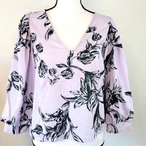 Target purple and navy floral blouse size XXL